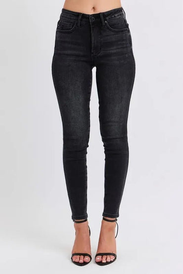 Judy Blue Full Size Mid Rise Tummy Control Skinny Jeans Plus Size - Love Salve 