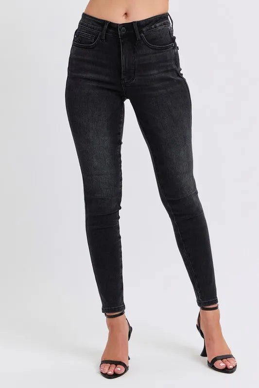 Judy Blue Full Size Mid Rise Tummy Control Skinny Jeans Plus Size - Love Salve 