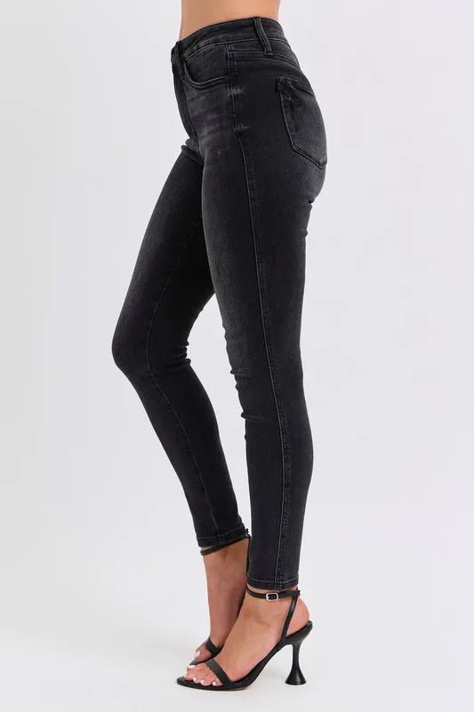 Judy Blue Full Size Mid Rise Tummy Control Skinny Jeans Plus Size - Love Salve 