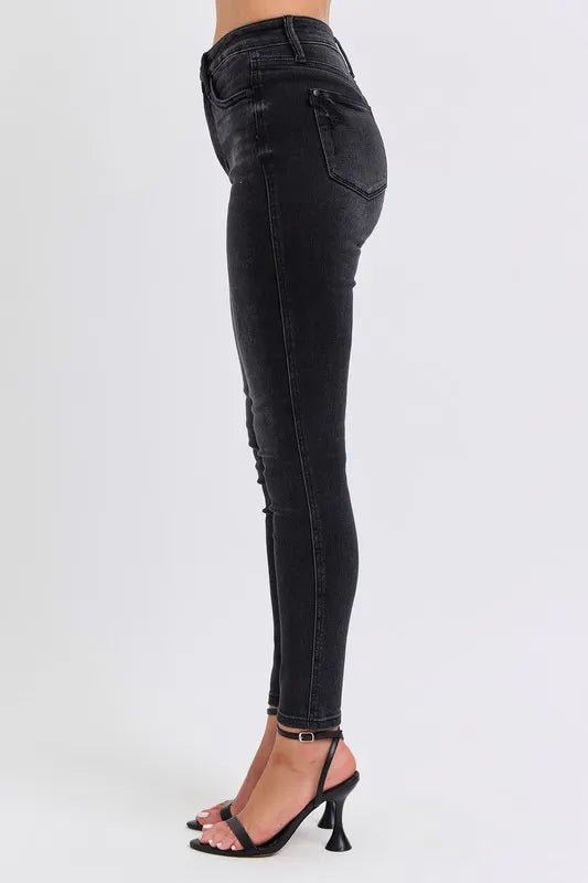Judy Blue Full Size Mid Rise Tummy Control Skinny Jeans Plus Size - Love Salve 