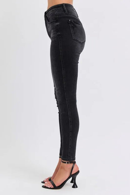 Judy Blue Full Size Mid Rise Tummy Control Skinny Jeans Plus Size - Love Salve 