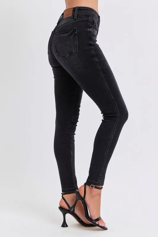 Judy Blue Full Size Mid Rise Tummy Control Skinny Jeans Plus Size - Love Salve 
