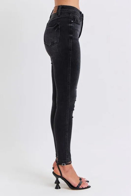 Judy Blue Full Size Mid Rise Tummy Control Skinny Jeans Plus Size - Love Salve 