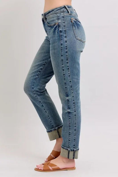 Judy Blue Full Size Mid Rise Vintage Wash Boyfriend Jeans - Love Salve 