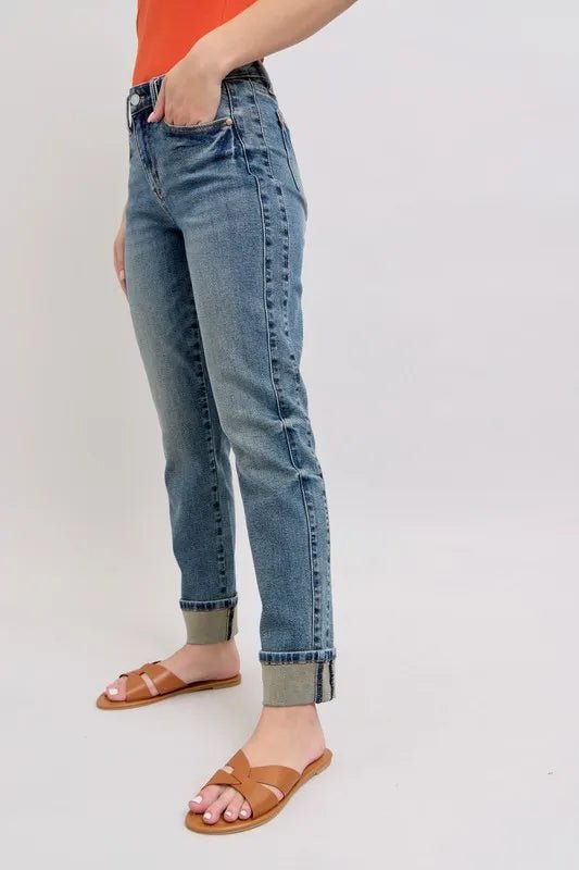 Judy Blue Full Size Mid Rise Vintage Wash Boyfriend Jeans - Love Salve 