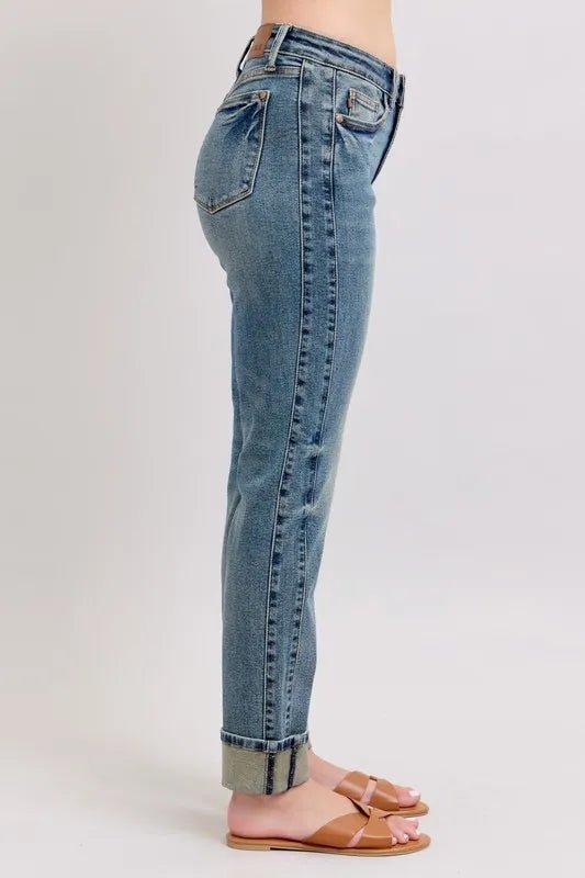 Judy Blue Full Size Mid Rise Vintage Wash Boyfriend Jeans - Love Salve 