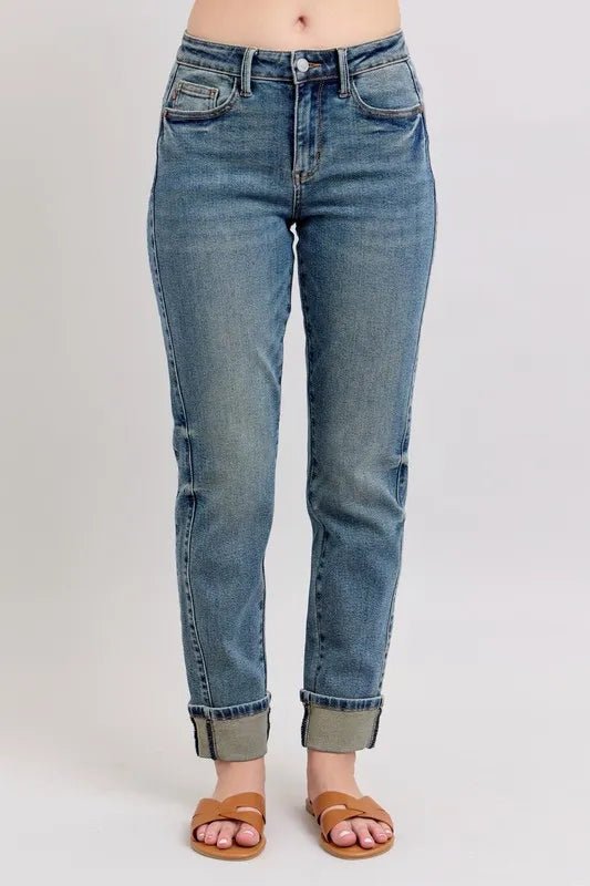 Judy Blue Full Size Mid Rise Vintage Wash Boyfriend Jeans - Love Salve 