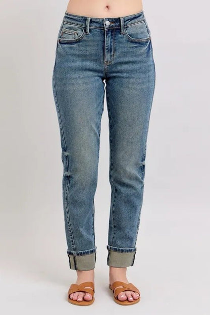 Judy Blue Full Size Mid Rise Vintage Wash Boyfriend Jeans - Love Salve 