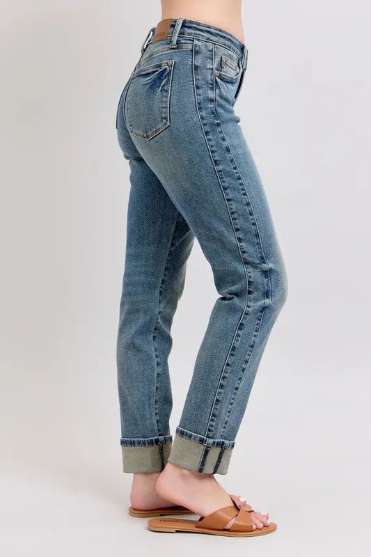 Judy Blue Full Size Mid Rise Vintage Wash Boyfriend Jeans - Love Salve 