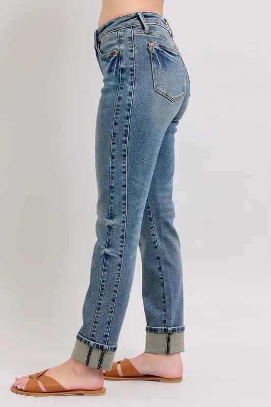 Judy Blue Full Size Mid Rise Vintage Wash Boyfriend Jeans - Love Salve 