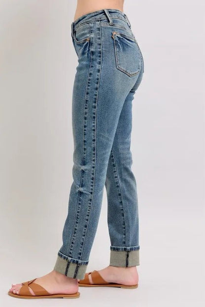 Judy Blue Full Size Mid Rise Vintage Wash Boyfriend Jeans - Love Salve 