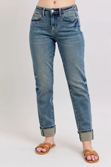 Judy Blue Full Size Mid Rise Vintage Wash Boyfriend Jeans - Love Salve 