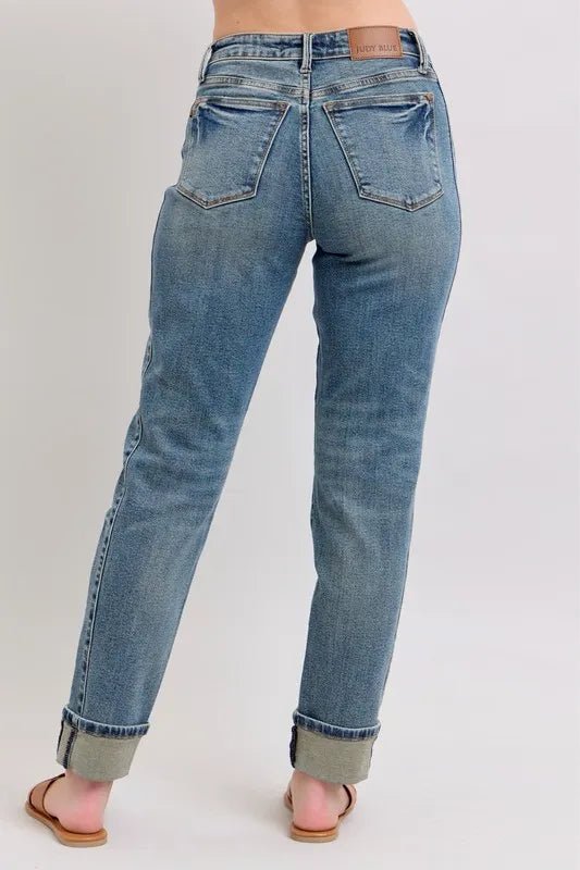 Judy Blue Full Size Mid Rise Vintage Wash Boyfriend Jeans - Love Salve 