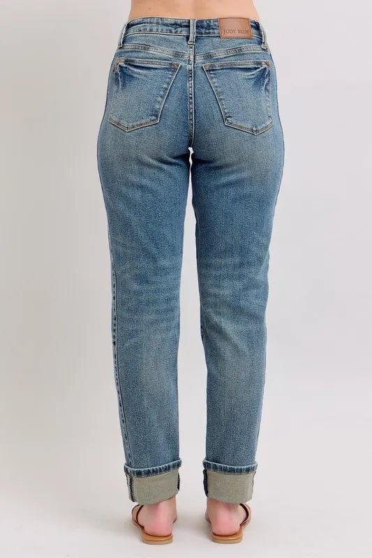 Judy Blue Full Size Mid Rise Vintage Wash Boyfriend Jeans - Love Salve 