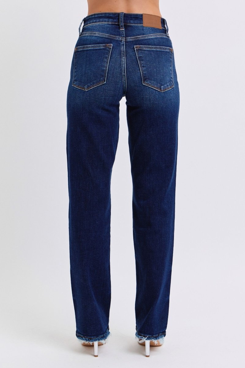 Judy Blue Full Size Raw Hem Straight Leg Jeans for Women - Love Salve 