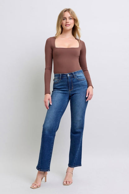 Judy Blue Full Size Side Seam Detail Straight Jeans - Love Salve 