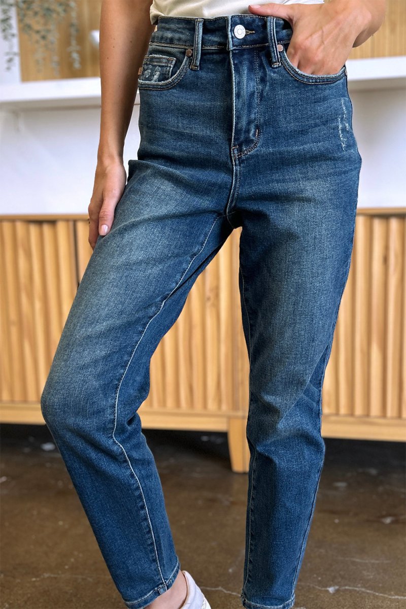 Judy Blue Full Size Tummy Control High Waist Slim Jeans - Love Salve 