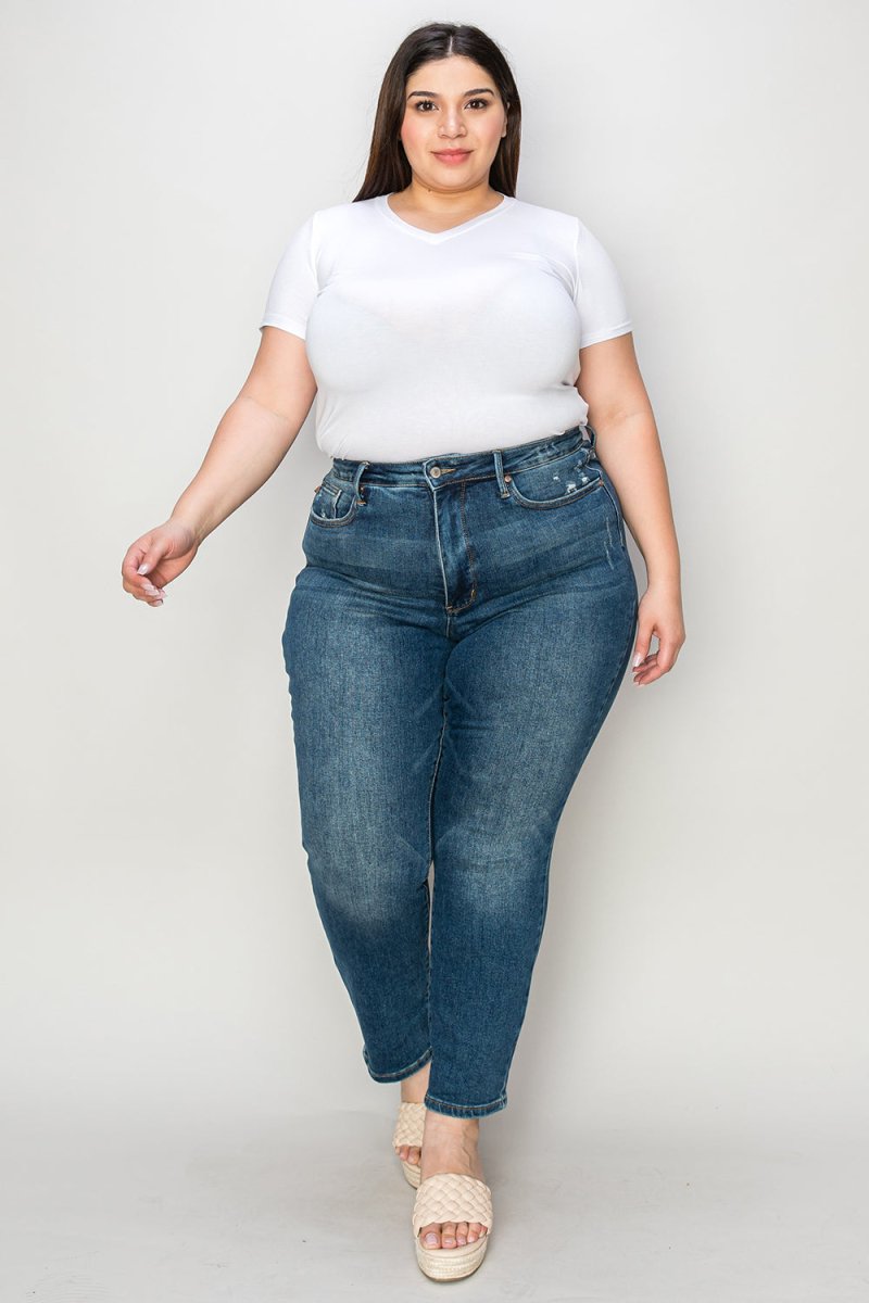 Judy Blue Full Size Tummy Control High Waist Slim Jeans - Love Salve 