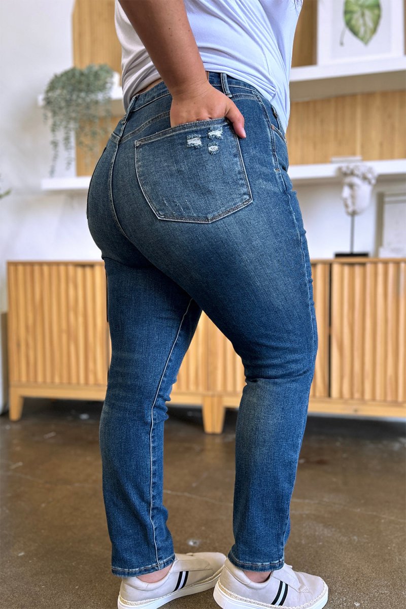 Judy Blue Full Size Tummy Control High Waist Slim Jeans - Love Salve 