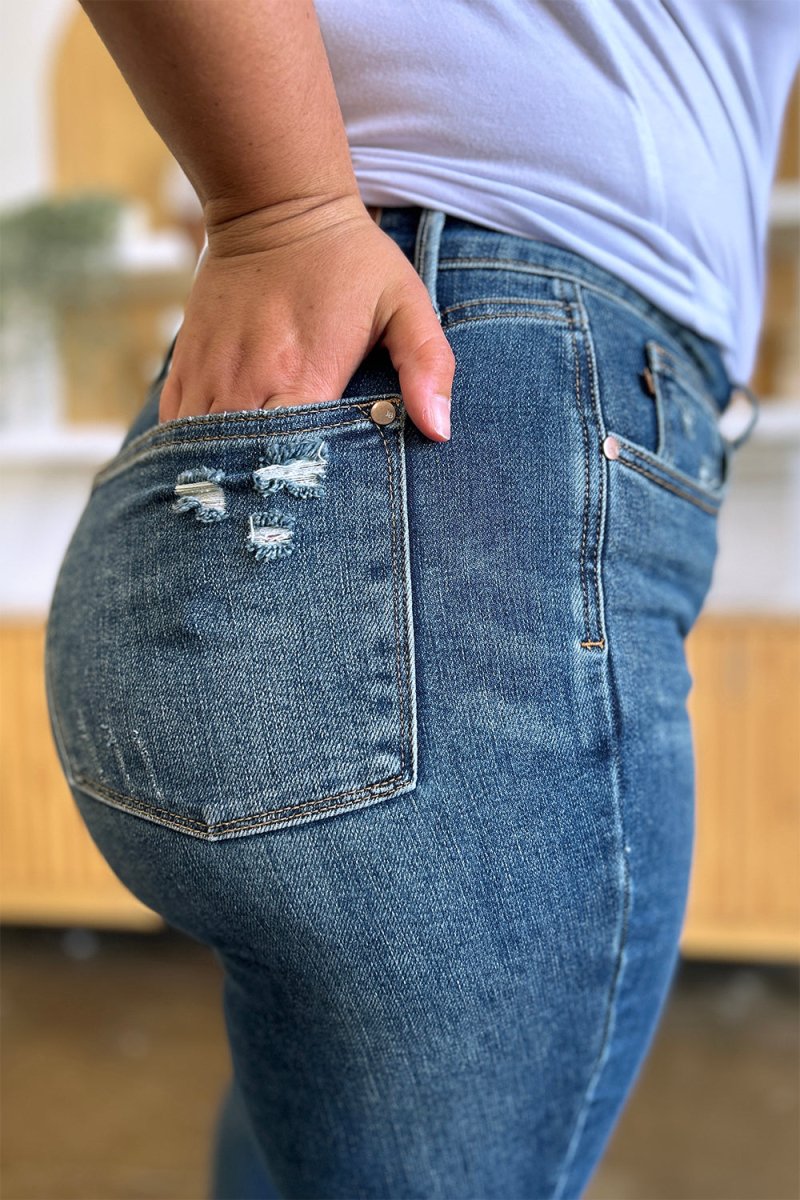 Judy Blue Full Size Tummy Control High Waist Slim Jeans - Love Salve 