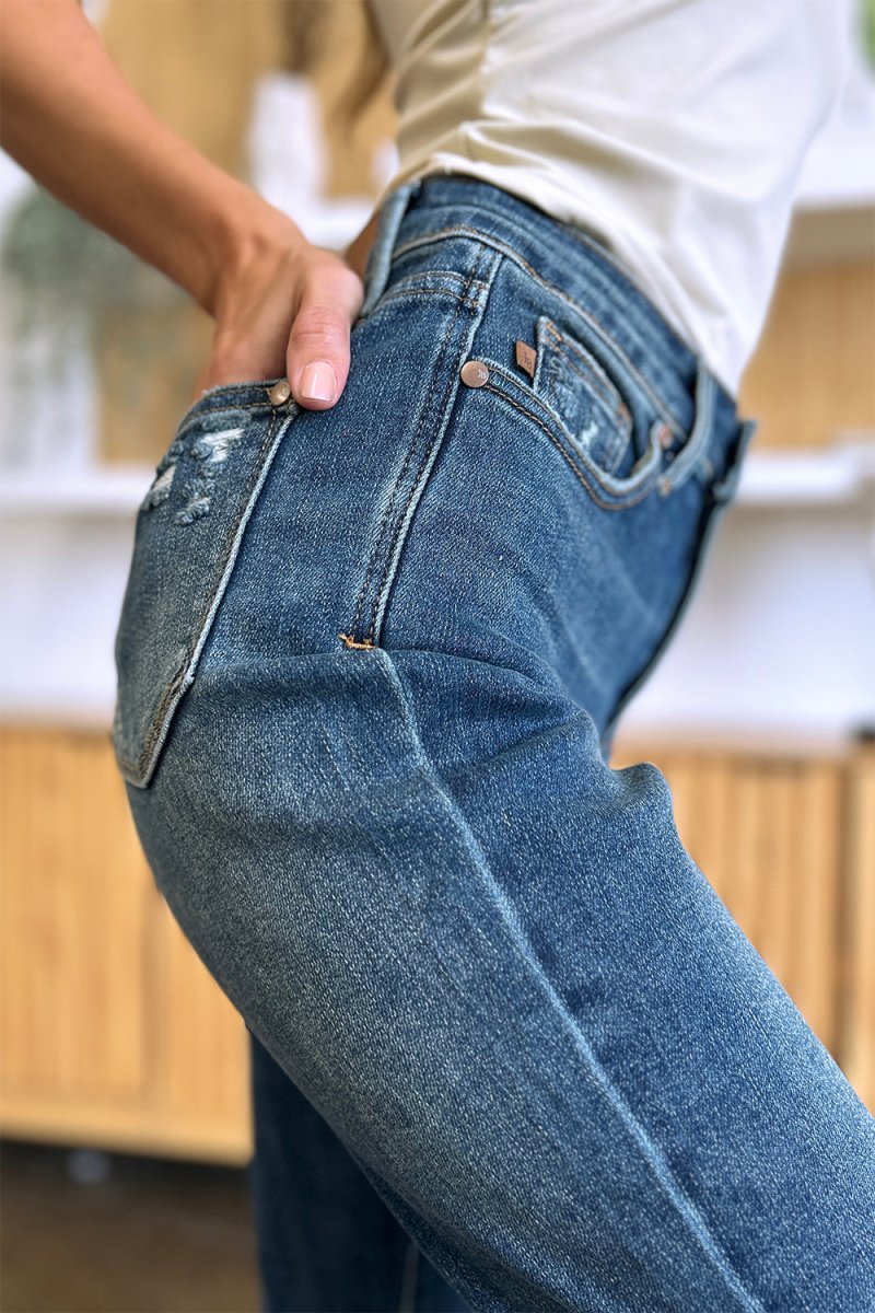 Judy Blue Full Size Tummy Control High Waist Slim Jeans - Love Salve 