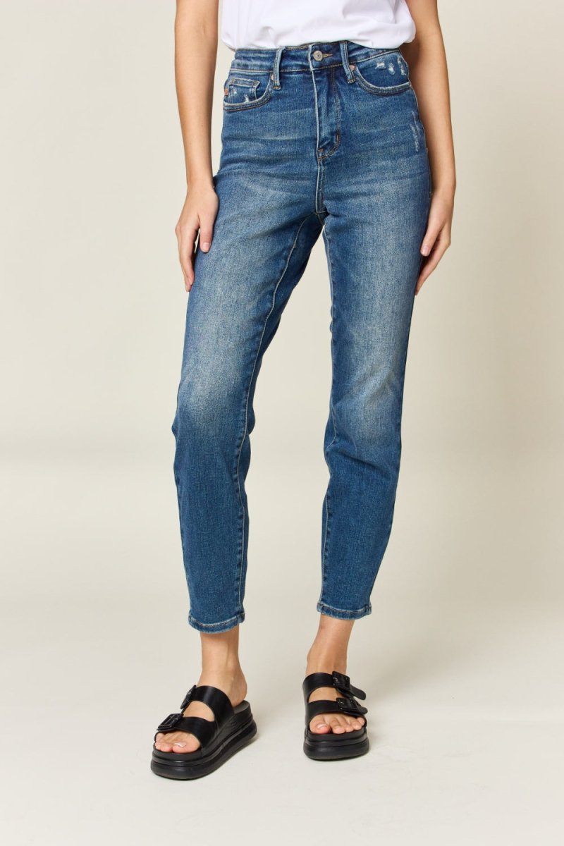 Judy Blue Full Size Tummy Control High Waist Slim Jeans - Love Salve 
