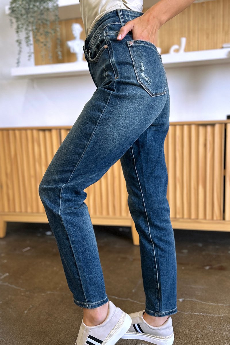 Judy Blue Full Size Tummy Control High Waist Slim Jeans - Love Salve 