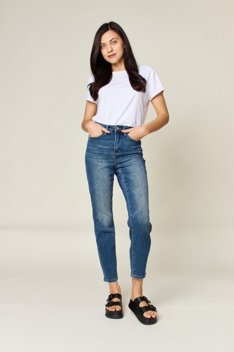 Judy Blue Full Size Tummy Control High Waist Slim Jeans - Love Salve 