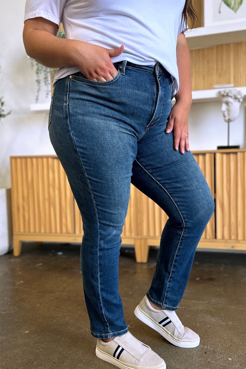 Judy Blue Full Size Tummy Control High Waist Slim Jeans - Love Salve 