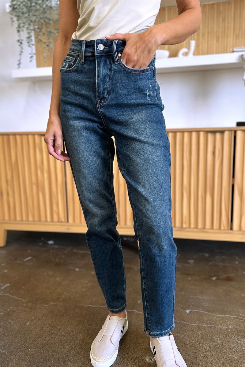Judy Blue Full Size Tummy Control High Waist Slim Jeans - Love Salve 