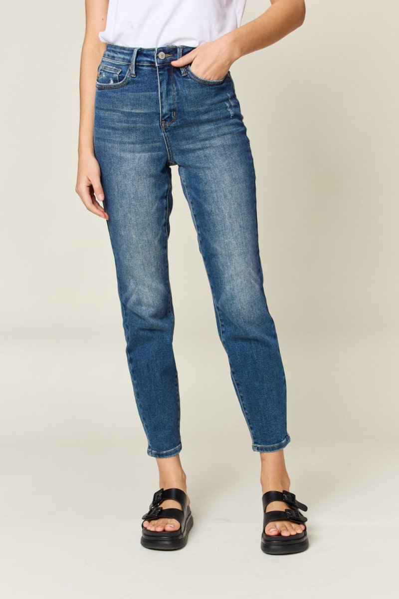 Judy Blue Full Size Tummy Control High Waist Slim Jeans - Love Salve 