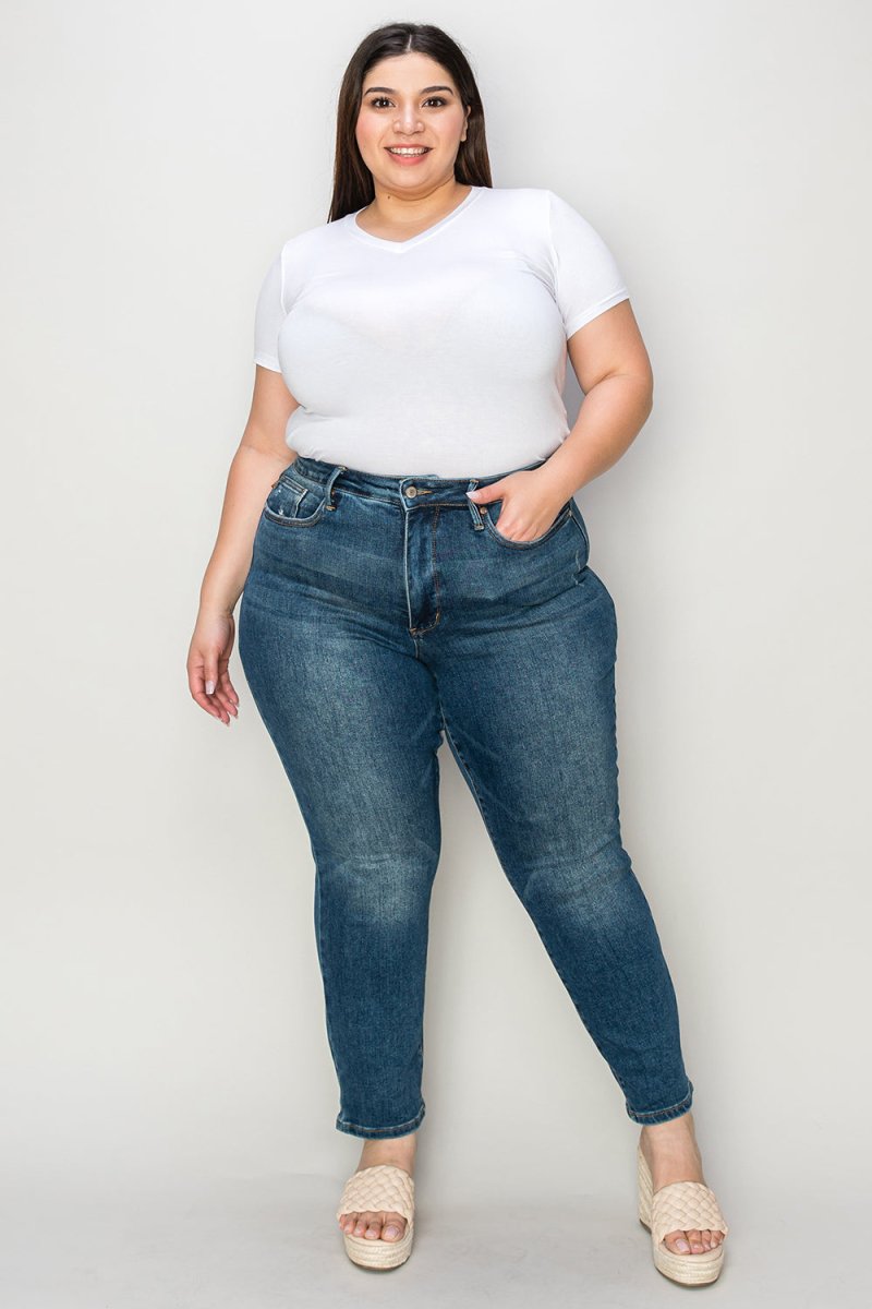 Judy Blue Full Size Tummy Control High Waist Slim Jeans - Love Salve 
