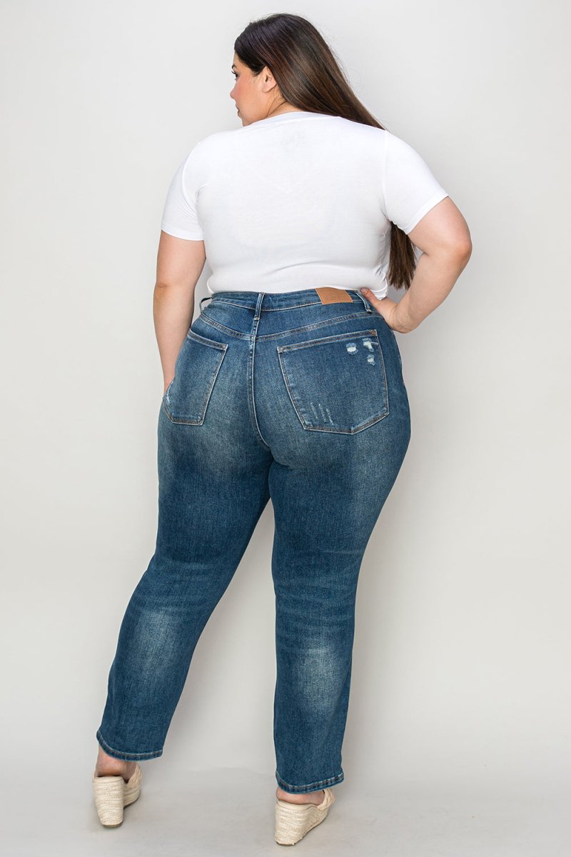 Judy Blue Full Size Tummy Control High Waist Slim Jeans - Love Salve 