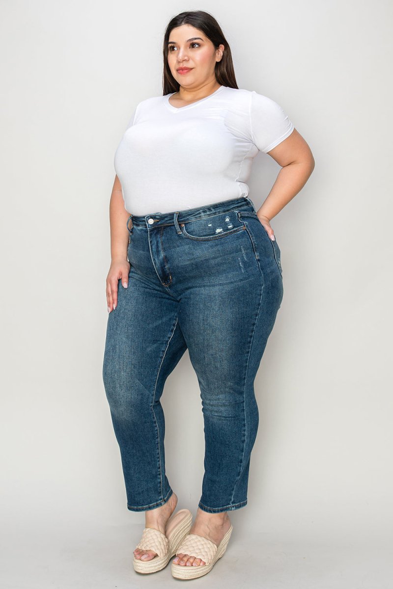 Judy Blue Full Size Tummy Control High Waist Slim Jeans - Love Salve 