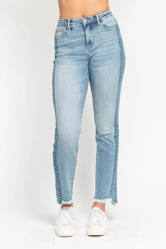 Judy Blue Full Size Vintage Wash Side Panel Detail Slim Plus Size - Love Salve 