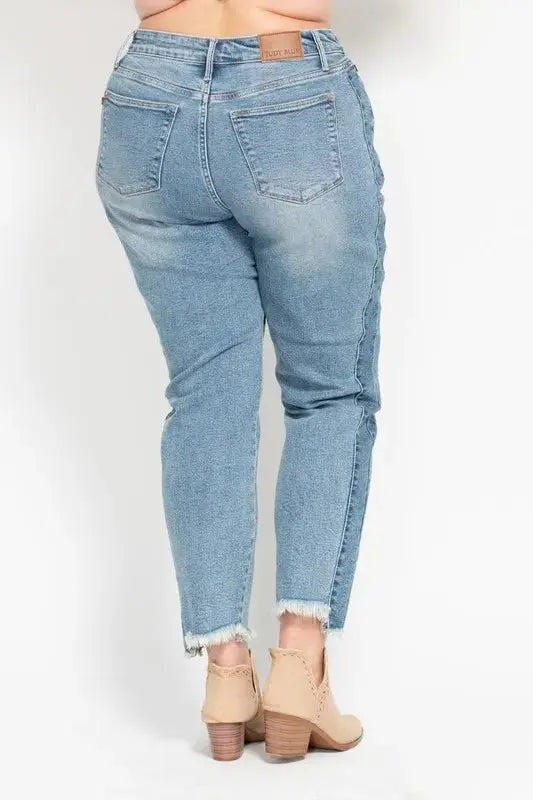 Judy Blue Full Size Vintage Wash Side Panel Detail Slim Plus Size - Love Salve 
