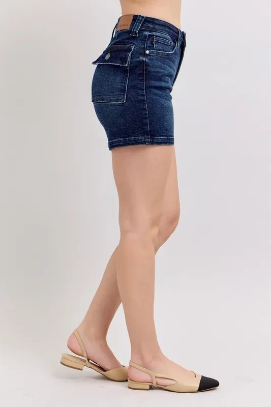Judy Blue High Waist Back Flap Pocket Denim Shorts for Women - Love Salve 