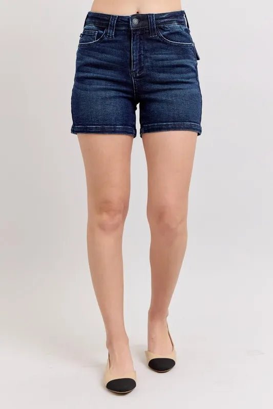 Judy Blue High Waist Back Flap Pocket Denim Shorts for Women - Love Salve 