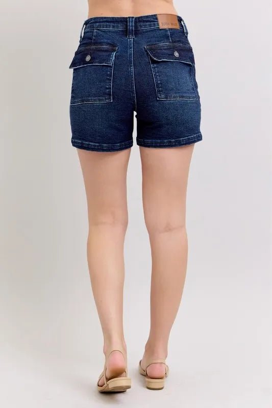 Judy Blue High Waist Back Flap Pocket Denim Shorts for Women - Love Salve 