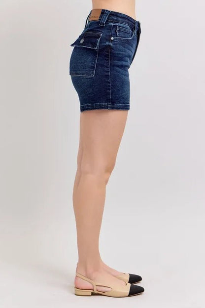 Judy Blue High Waist Back Flap Pocket Denim Shorts for Women - Love Salve 