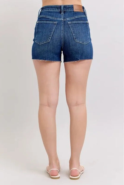 Judy Blue High Waist Criss-Cross Waistband Denim Shorts - Love Salve 