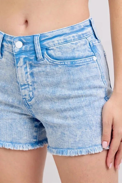 Judy Blue Mid Rise Garment Dyed Denim Shorts for Women - Love Salve 