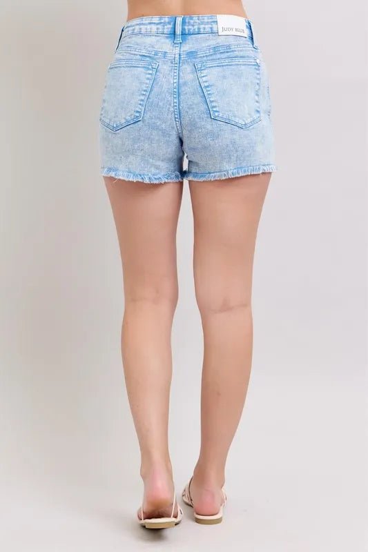 Judy Blue Mid Rise Garment Dyed Denim Shorts for Women - Love Salve 