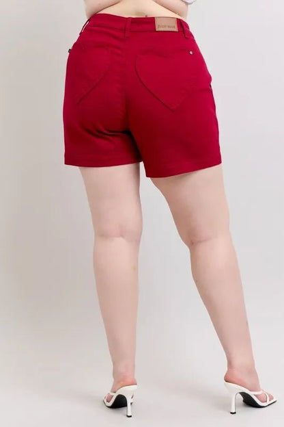 Judy Blue Plus Size High Waist Tummy Control Denim Shorts - Love Salve 