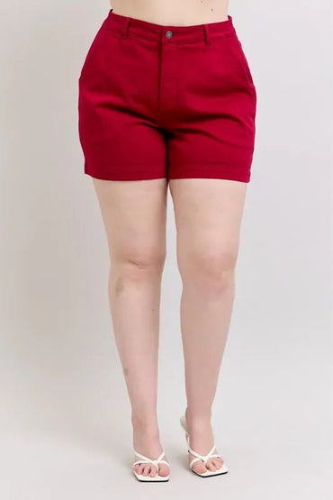 Judy Blue Plus Size High Waist Tummy Control Denim Shorts - Love Salve 