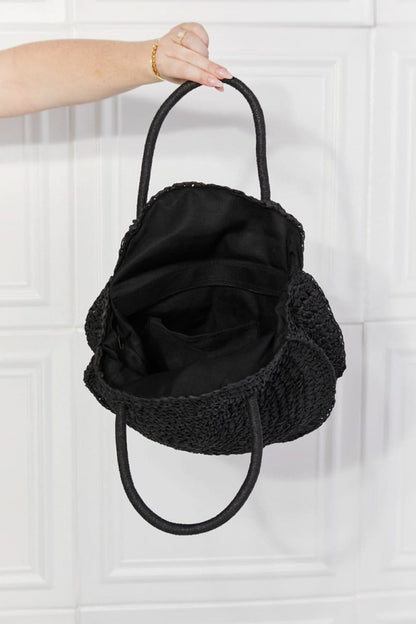 Justin Taylor Beach Date Straw Rattan Handbag in Black - Love Salve 