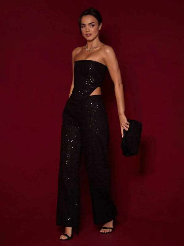 Stylish sequined denim pants - Love Salve 