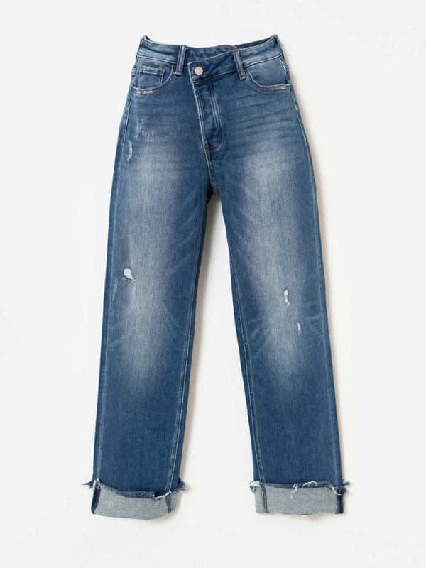 Womens high-waist denim drawstring pants - Love Salve 