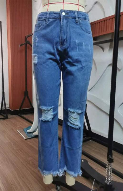 Chic women's ripped jeans in stylish design - Love Salve 