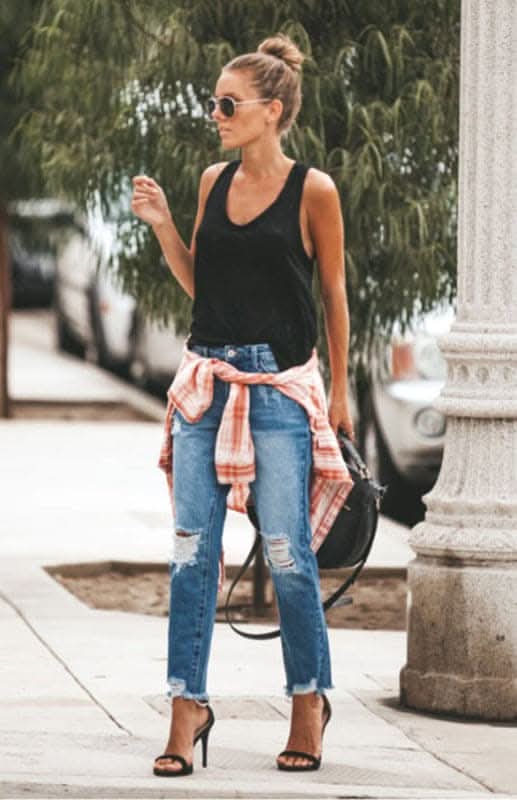 Chic women's ripped jeans in stylish design - Love Salve 